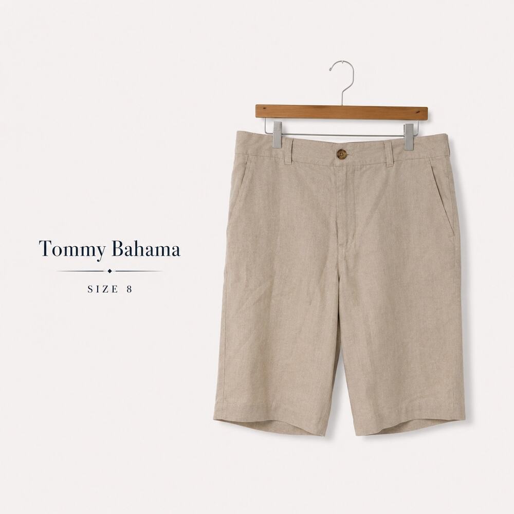 Tommy Bahama Beige Linen Blend Bermuda Shorts Women's Size38 Coastal Casual